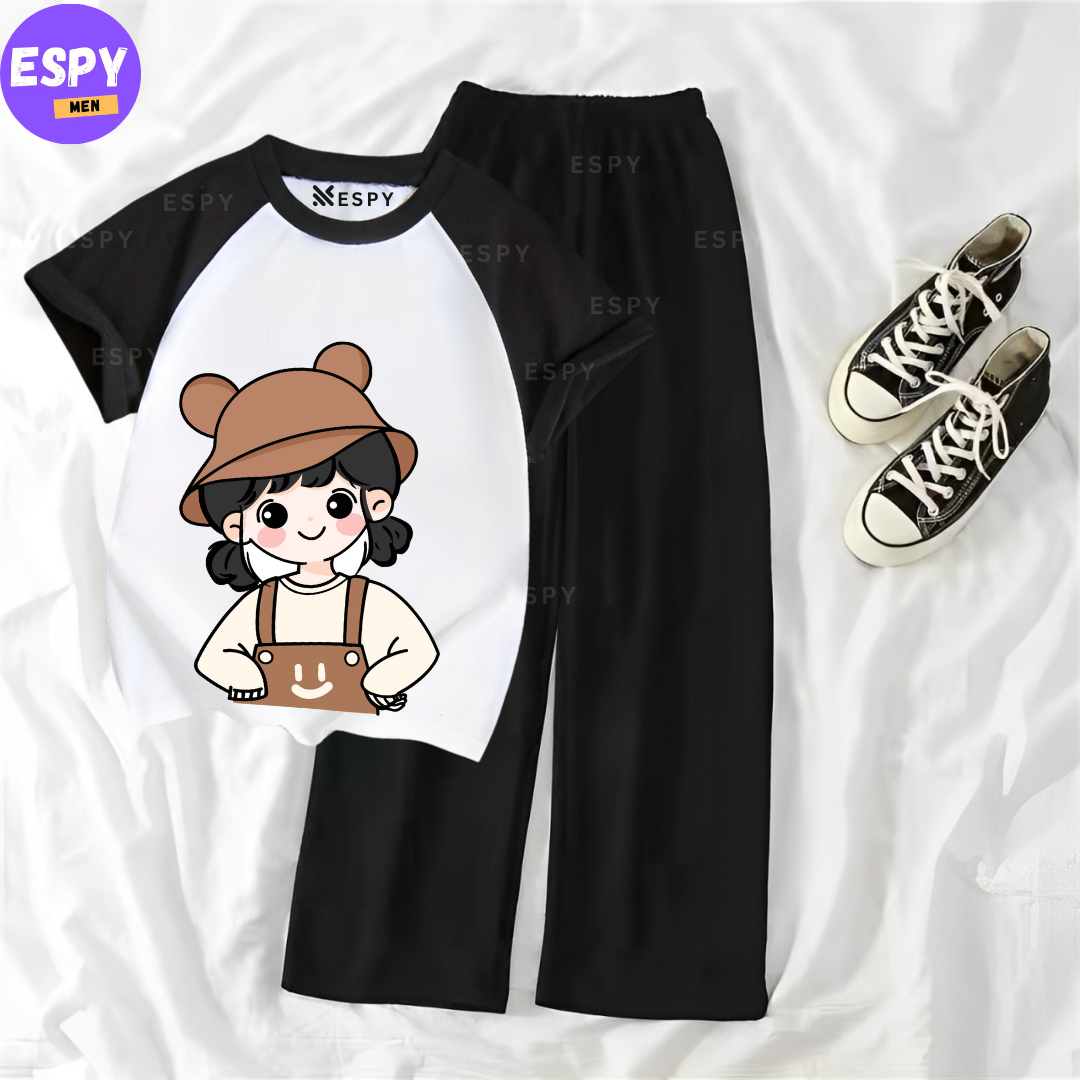 Contrast Summer Casual Two Piece Sets Fashion Women Kawaii Print T-Shirt And Pants Outfits Tracksuits