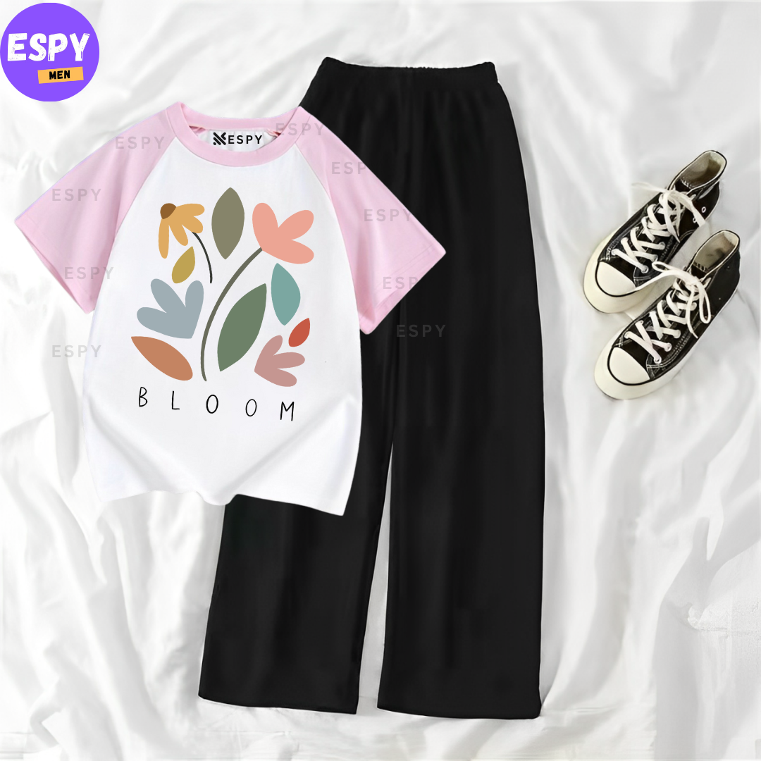 Contrast Summer Casual Two Piece Sets Fashion Women Kawaii Print T-Shirt And Pants Outfits Tracksuits