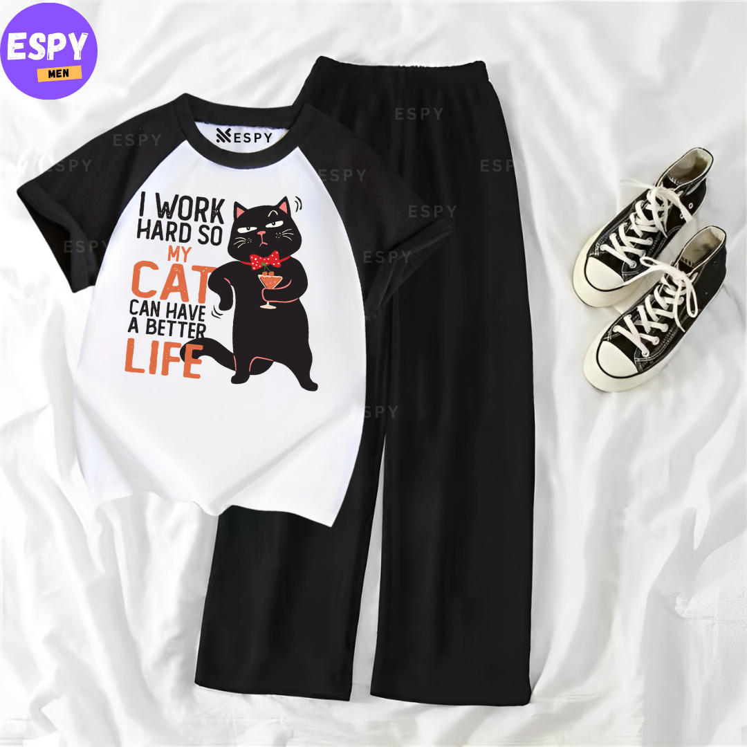 Contrast Summer Casual Two Piece Sets Fashion Women Kawaii Print T-Shirt And Pants Outfits Tracksuits