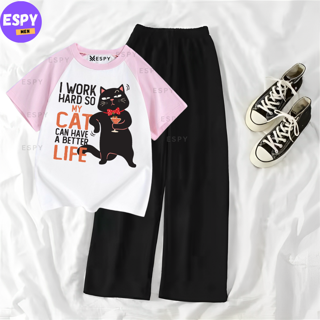 Contrast Summer Casual Two Piece Sets Fashion Women Kawaii Print T-Shirt And Pants Outfits Tracksuits