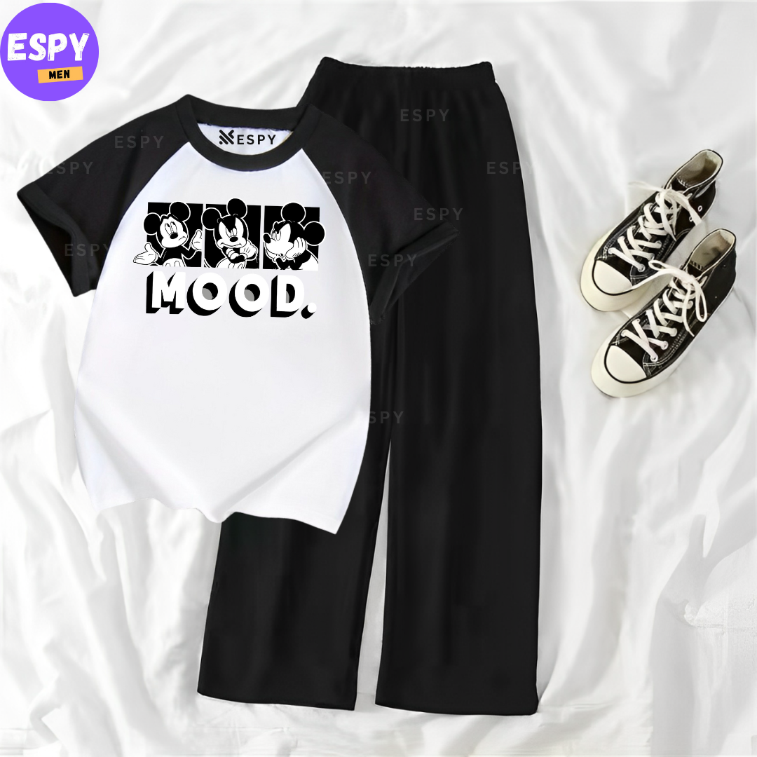 Contrast Summer Casual Two Piece Sets Fashion Women Kawaii Print T-Shirt And Pants Outfits Tracksuits