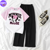 Contrast Summer Casual Two Piece Sets Fashion Women Kawaii Print T-Shirt And Pants Outfits Tracksuits