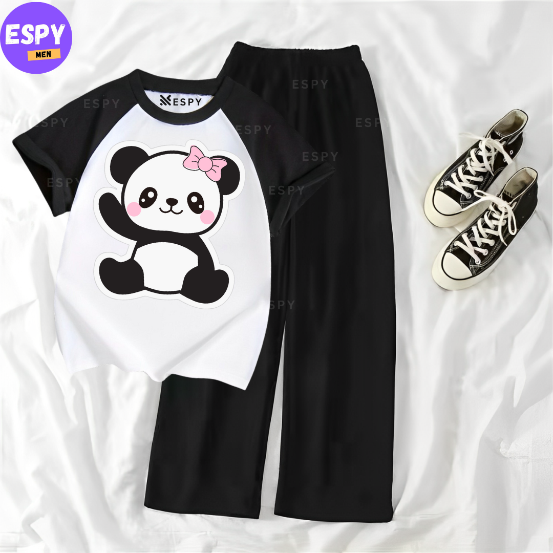 Contrast Summer Casual Two Piece Sets Fashion Women Kawaii Print T-Shirt And Pants Outfits Tracksuits