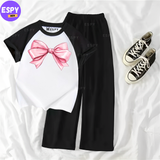 Contrast Summer Casual Two Piece Sets Fashion Women Kawaii Print T-Shirt And Pants Outfits Tracksuits