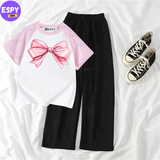 Contrast Summer Casual Two Piece Sets Fashion Women Kawaii Print T-Shirt And Pants Outfits Tracksuits