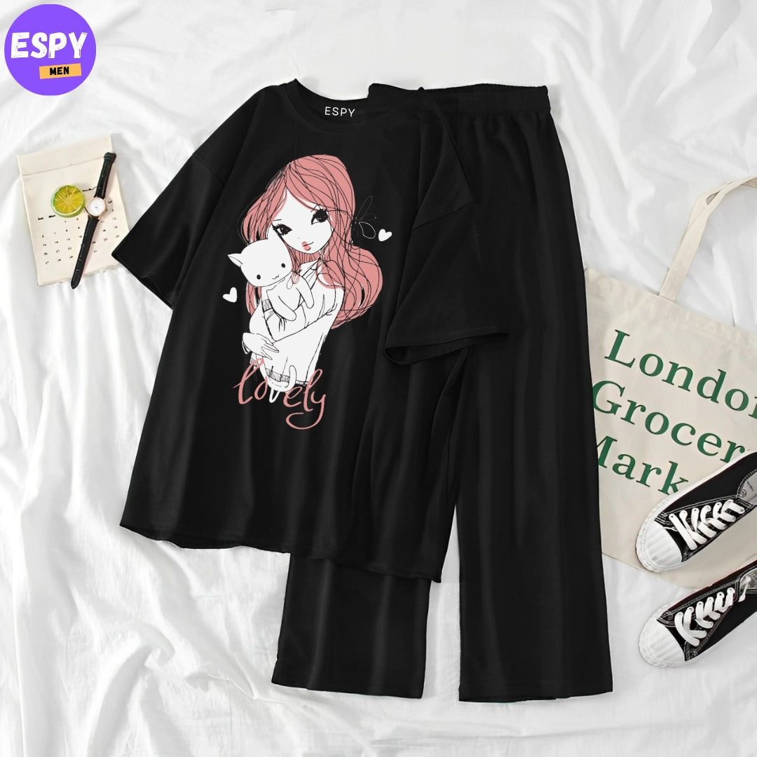 Summer Casual Two Piece Sets Fashion Women Printed T-Shirt And Straight Pants Outfits