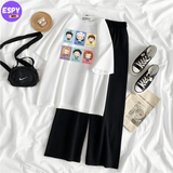 Summer Casual Two Piece Sets Fashion Women Printed T-Shirt And Straight Pants Outfits