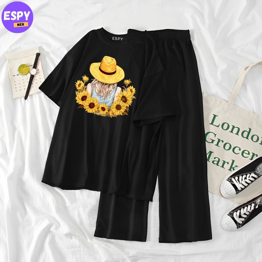 Summer Casual Two Piece Sets Fashion Women Printed T-Shirt And Straight Pants Outfits