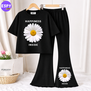 Trendy Women’s Co-Ord Set – Loose Fit Tee & Bootcut Pants