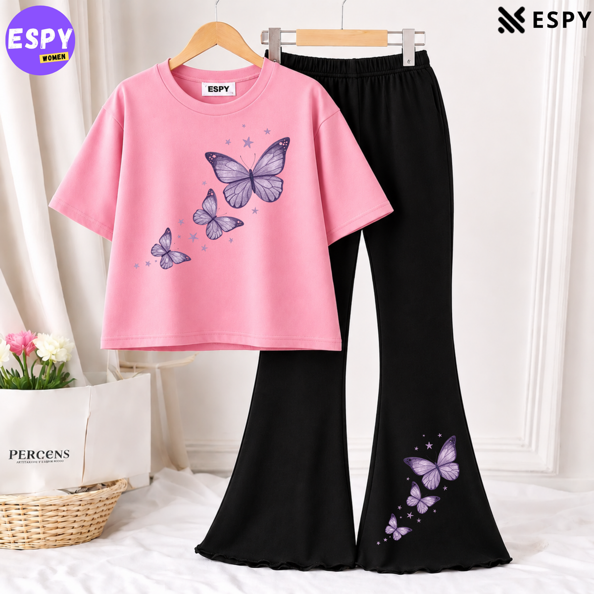 Trendy Women’s Co-Ord Set – Loose Fit Tee & Bootcut Pants