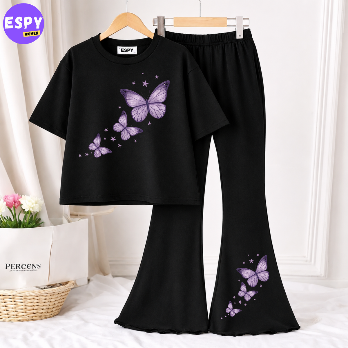 Trendy Women’s Co-Ord Set – Loose Fit Tee & Bootcut Pants