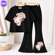 Trendy Women’s Co-Ord Set – Loose Fit Tee & Bootcut Pants
