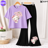 Trendy Women’s Co-Ord Set – Loose Fit Tee & Bootcut Pants