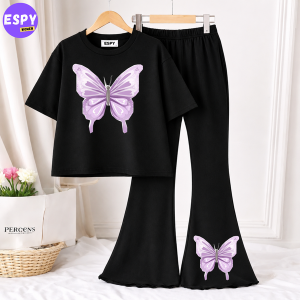 Trendy Women’s Co-Ord Set – Loose Fit Tee & Bootcut Pants