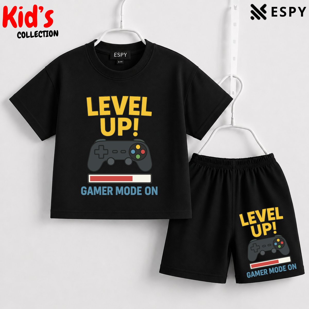 Soft Cotton Drop Shoulder T-Shirt & Shorts Set for Kids
