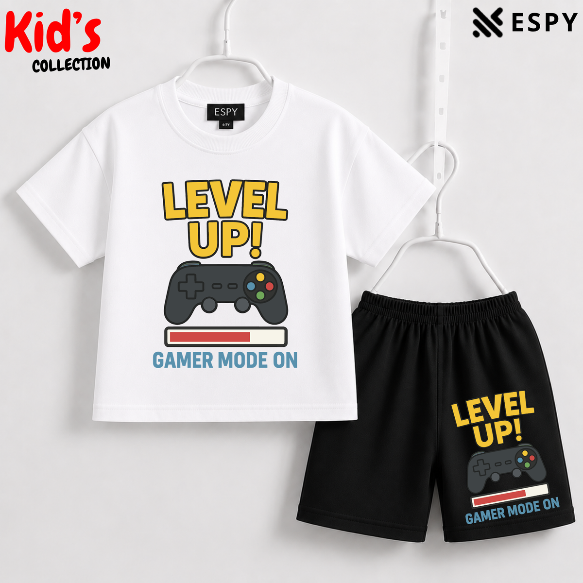 Soft Cotton Drop Shoulder T-Shirt & Shorts Set for Kids