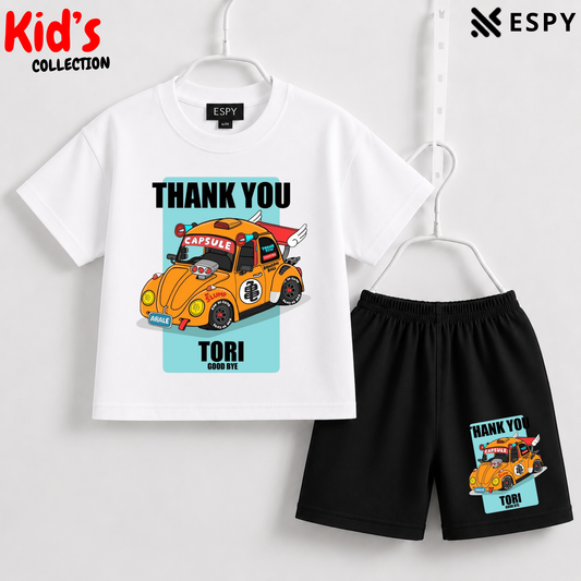 Soft Cotton Drop Shoulder T-Shirt & Shorts Set for Kids