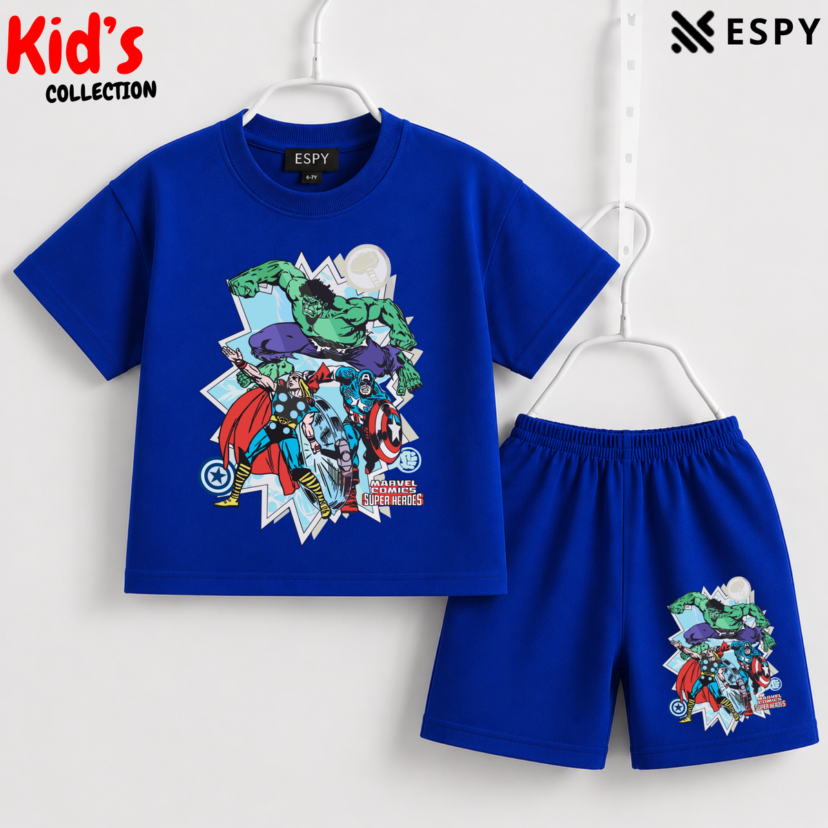 Soft Cotton Drop Shoulder T-Shirt & Shorts Set for Kids