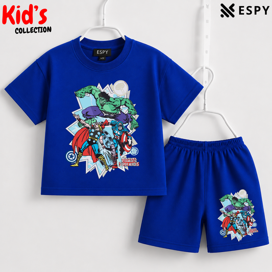 Soft Cotton Drop Shoulder T-Shirt & Shorts Set for Kids