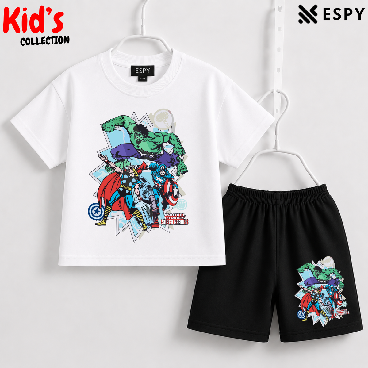 Soft Cotton Drop Shoulder T-Shirt & Shorts Set for Kids
