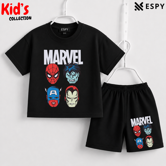 Soft Cotton Drop Shoulder T-Shirt & Shorts Set for Kids