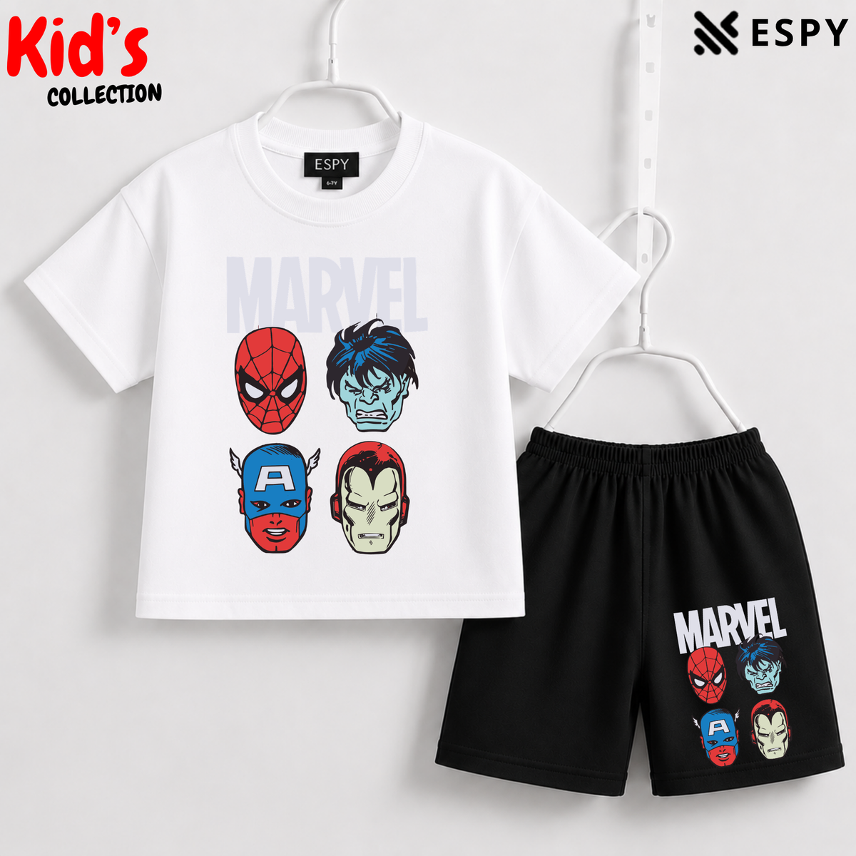 Soft Cotton Drop Shoulder T-Shirt & Shorts Set for Kids