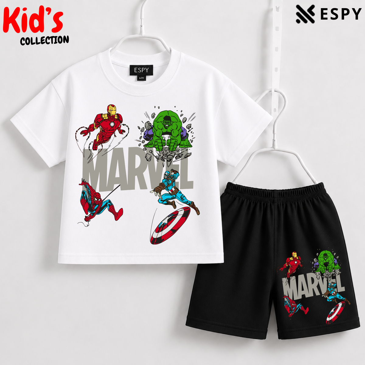 Soft Cotton Drop Shoulder T-Shirt & Shorts Set for Kids