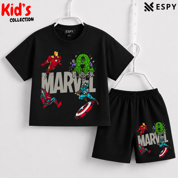 Soft Cotton Drop Shoulder T-Shirt & Shorts Set for Kids