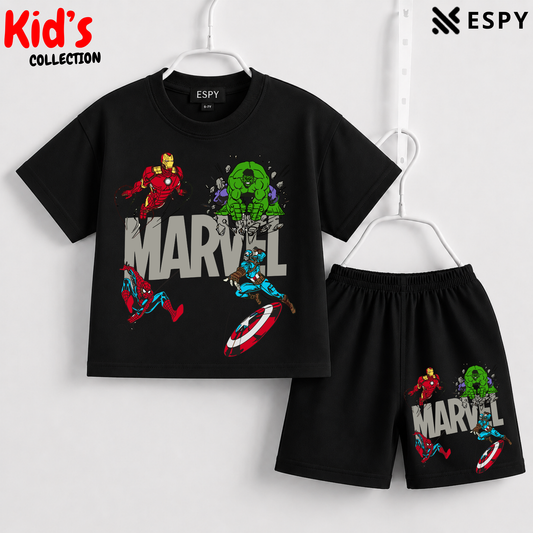 Soft Cotton Drop Shoulder T-Shirt & Shorts Set for Kids