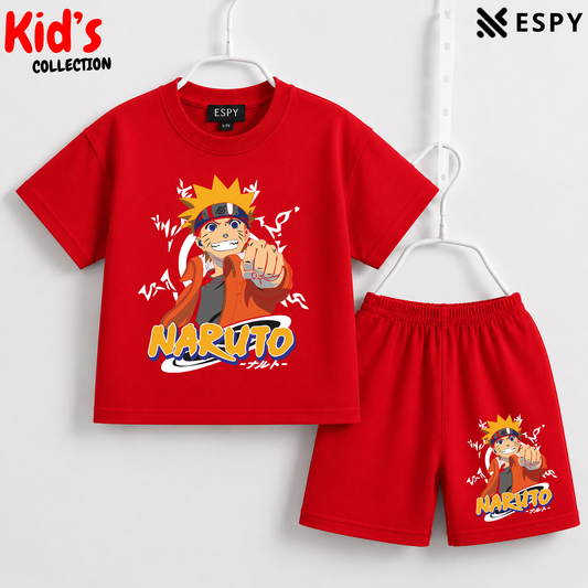 Soft Cotton Drop Shoulder T-Shirt & Shorts Set for Kids