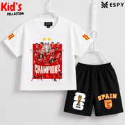 Kids Spain World Cup Champion Cotton T-Shirt & Shorts Set