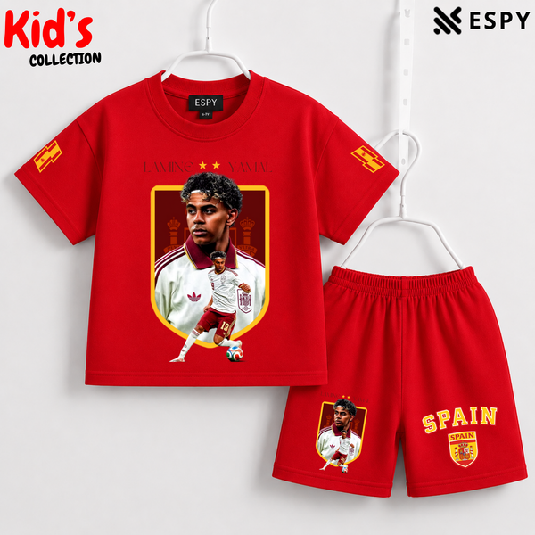 Kids Lamine Yamal World Cup Champion Cotton T-Shirt & Shorts Set
