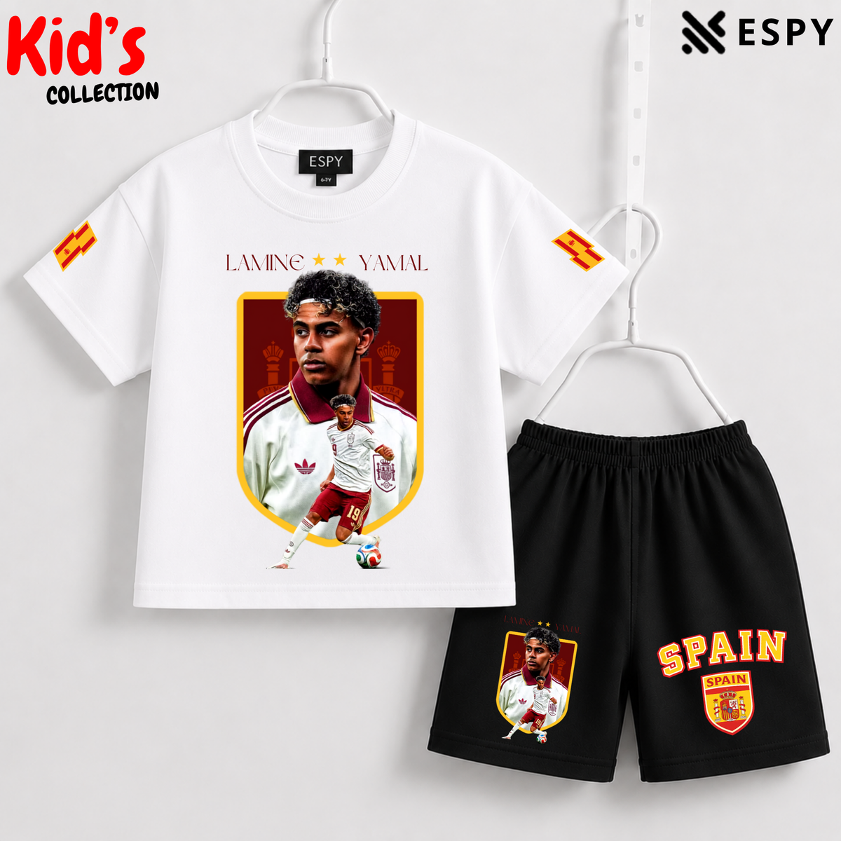 Kids Lamine Yamal World Cup Champion Cotton T-Shirt & Shorts Set