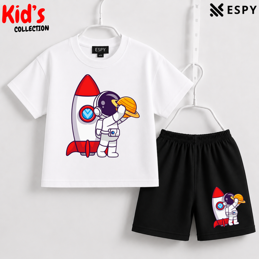 Soft Cotton Drop Shoulder T-Shirt & Shorts Set for Kids