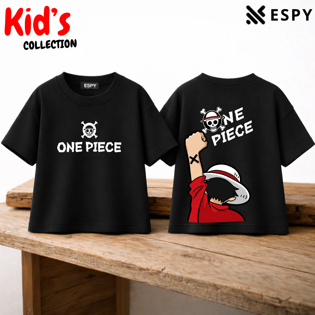 One Piece Luffy Straw Hat Skull Kids Drop Shoulder T-Shirt