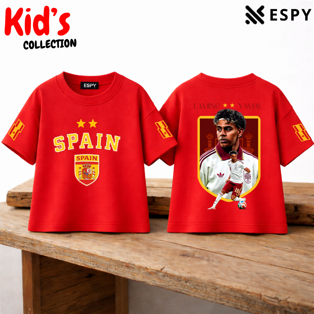 Kids Lamine Yamal World Cup Champion Cotton Drop Shoulder T-Shirt