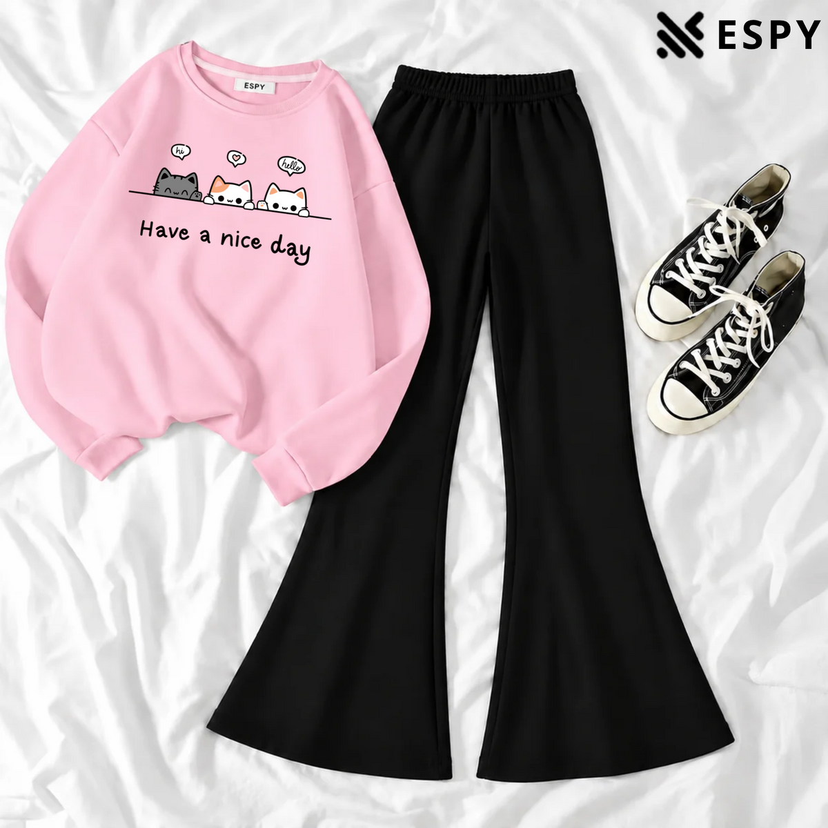 Women's Premium 2-Piece Sweatshirt & Flared Pants Co-Ord Set