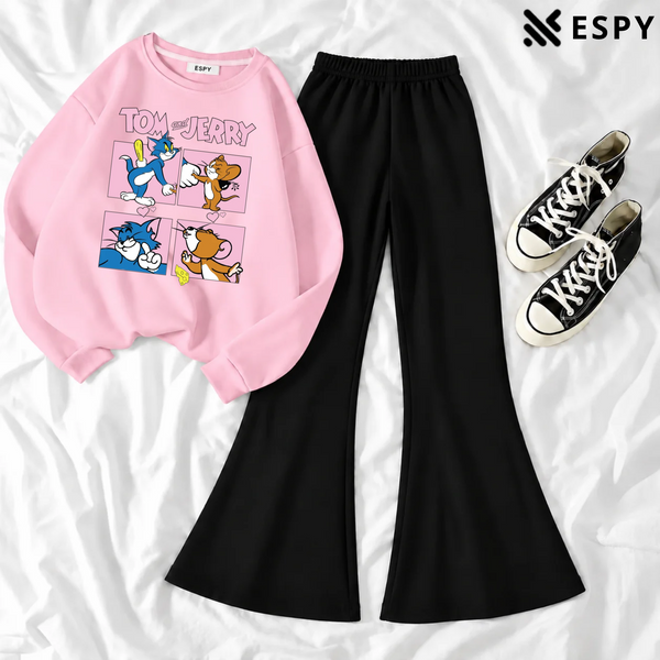 Women's Premium 2-Piece Sweatshirt & Flared Pants Co-Ord Set