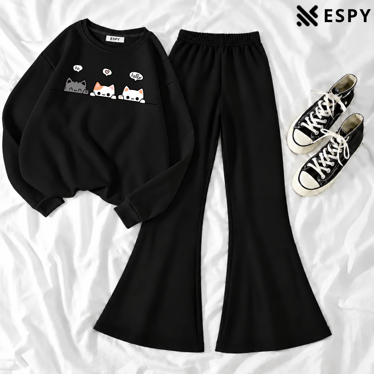 Women's Premium 2-Piece Sweatshirt & Flared Pants Co-Ord Set
