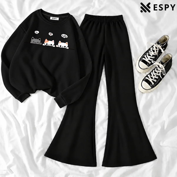 Women's Premium 2-Piece Sweatshirt & Flared Pants Co-Ord Set