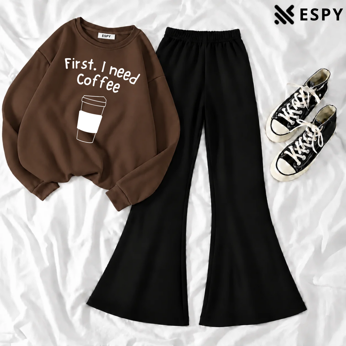 Women's Premium 2-Piece Sweatshirt & Flared Pants Co-Ord Set