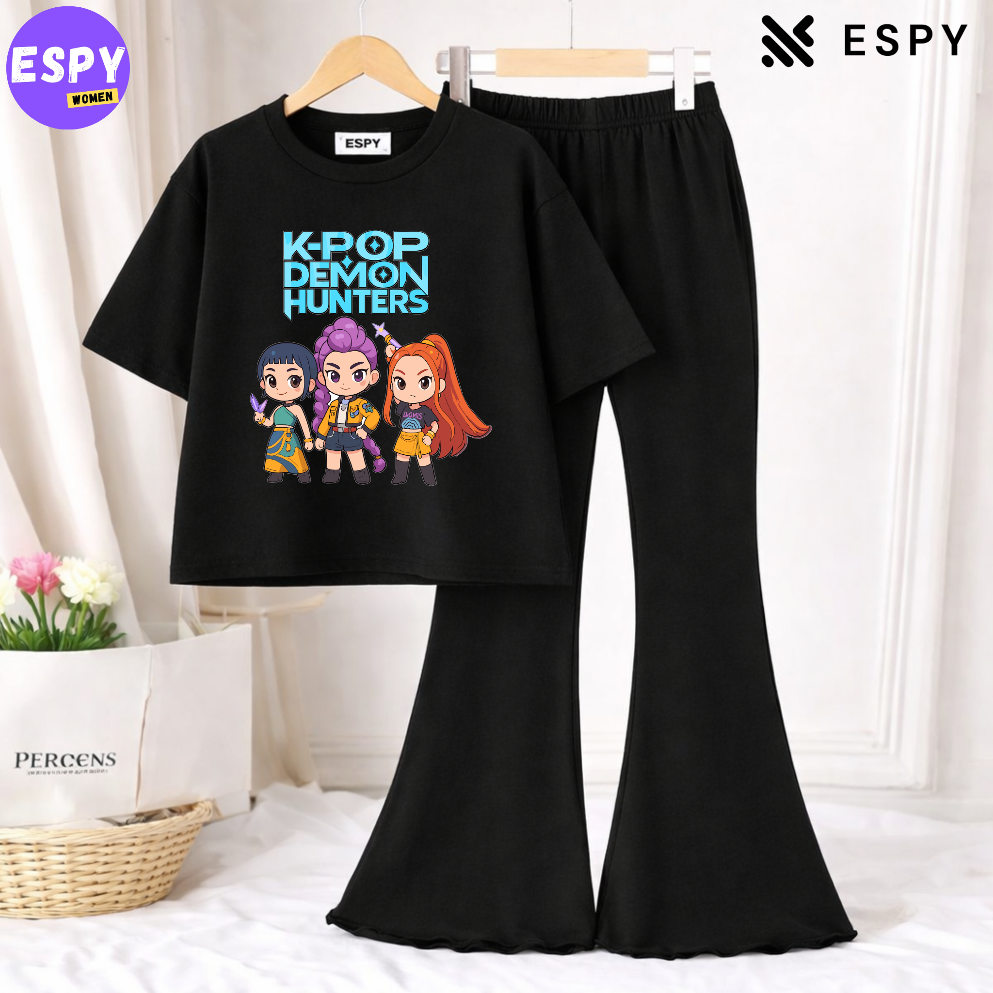 Trendy Women’s Co-Ord Set – Loose Fit Tee & Bootcut Pants