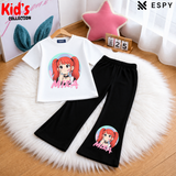 Trendy Kids 2-Piece Outfit Set – Top & Black Flared Pants