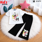 Trendy Kids 2-Piece Outfit Set – Top & Black Flared Pants