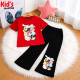 Trendy Kids 2-Piece Outfit Set – Top & Black Flared Pants