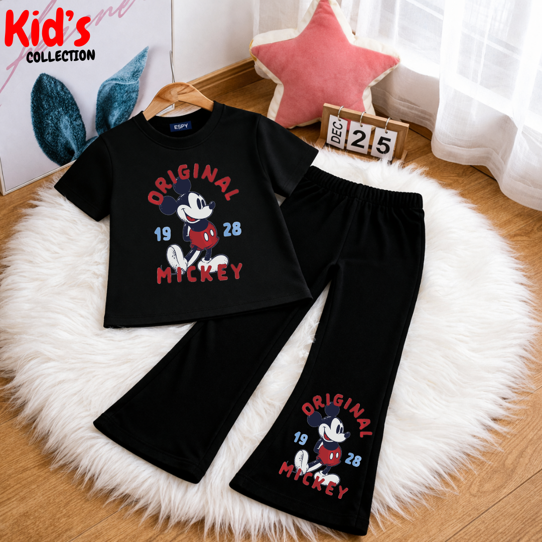 Trendy Kids 2-Piece Outfit Set – Top & Black Flared Pants