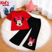 Trendy Kids Mini mouse 2-Piece Outfit Set – Top & Black Flared Pants
