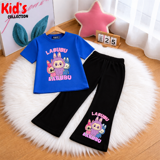 Trendy Kids 2-Piece Outfit Set – Top & Black Flared Pants