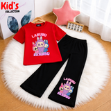 Trendy Kids 2-Piece Outfit Set – Top & Black Flared Pants