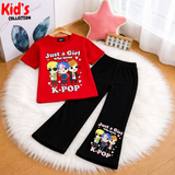 Trendy Kids 2-Piece Outfit Set – Top & Black Flared Pants